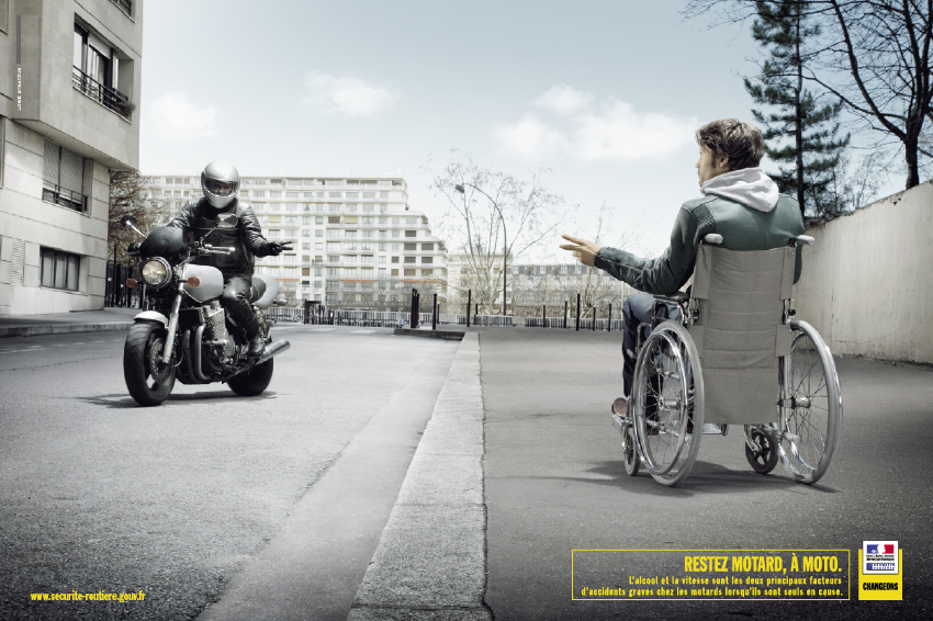 Restez motard, � moto - Affiche S�curit� routi�re - France