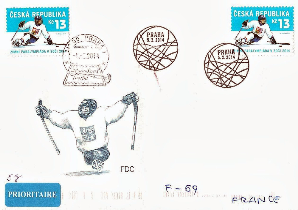 Remarquable timbre commémoratif des Jeux Paralympiques de Sotchi édité en République Tchèque